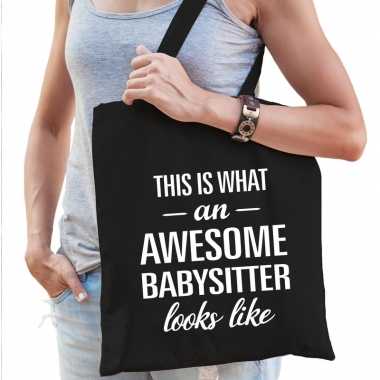 Awesome babysitter / oppas cadeau tas zwart dames speelgoed