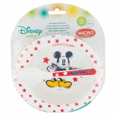 Baby mickey mouse kommetje handvaten lepel melamine speelgoed