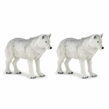 Baby set stuks plastic speelgoed figuur witte wolven ,