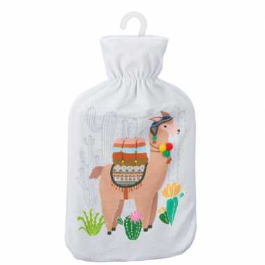 Baby warm/heet water kruik lama/alpaca print wit liter speelgoed