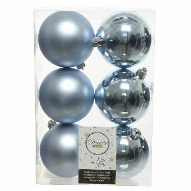 Baby x lichtblauwe kerstballen kunststof mat/glans speelgoed