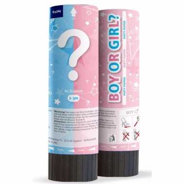 Babyshower gender reveal partypopper jongetje speelgoed
