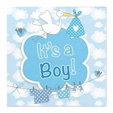 X geboorte jongen babyshower servetten blauw papier speelgoed