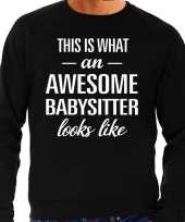 Awesome babysitter oppas cadeau sweater zwart heren speelgoed