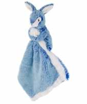 Baby bosdieren tutteldoekjes knuffels konijn haas blauw speelgoed