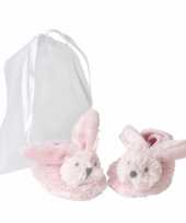 Baby slofjes roze konijntjes speelgoed