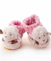 Babyslofjes wit roze schaap lammetje speelgoed