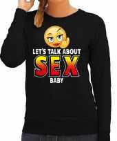 Funny emoticon sweater lets talk about sex baby zwart dames speelgoed