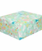 Inpakpapier cadeaupapier baby ooievaar print speelgoed