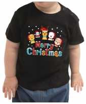 Kerstshirt merry christmas diertjes zwart baby jongen meisje speelgoed