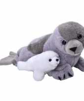Pluche grijze zeehond baby knuffel speelgoed